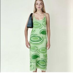 House of Sunny The Galaxy Hockney Dress Green Multi Print Women’s Size 6 Medium
